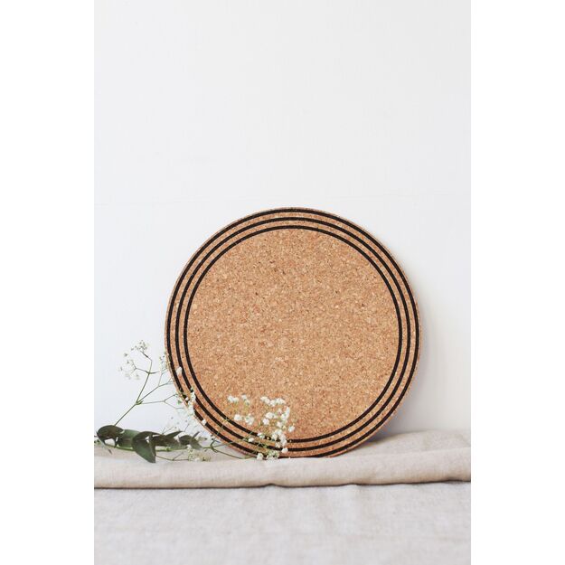 Apvalūs padėkliukai lėkštėms iš kamštienos su juodu raštu 4vnt.