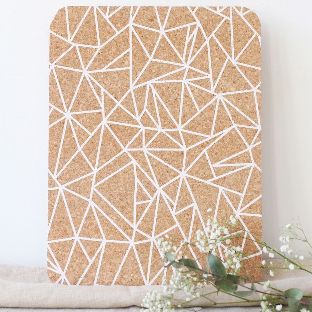 Stačiakampiai padėkliukai lėkštėms iš kamštienos su baltu raštu 4vnt.