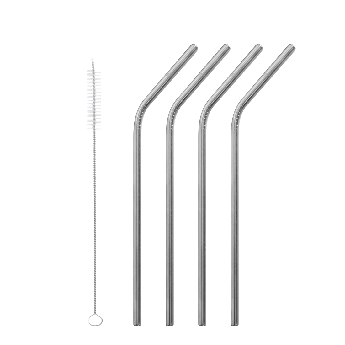 Lenkti metaliniai šiaudeliai QWETCH, 4 vnt QD0535